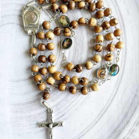 Wood Rosary from Israel with Real Holy Land Earth