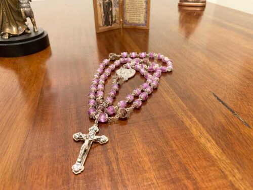 Crystal Rosary From Italy with Violet Beads - Image 3