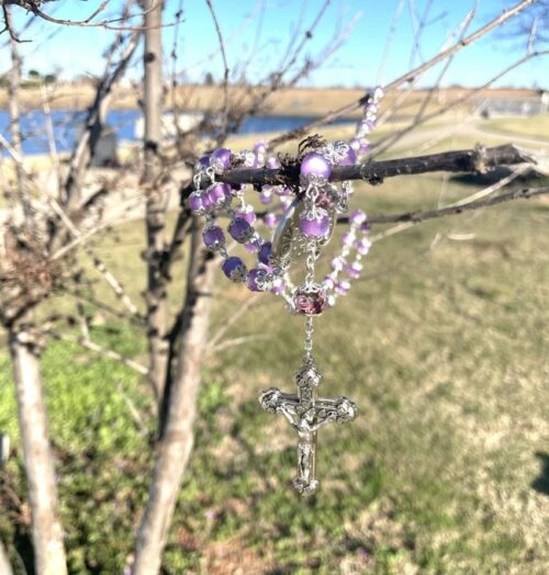 Crystal Rosary From Italy with Violet Beads - Image 5