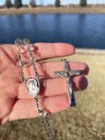 Vintage Creed Sterling Rosary with Faceted Crystal Beads