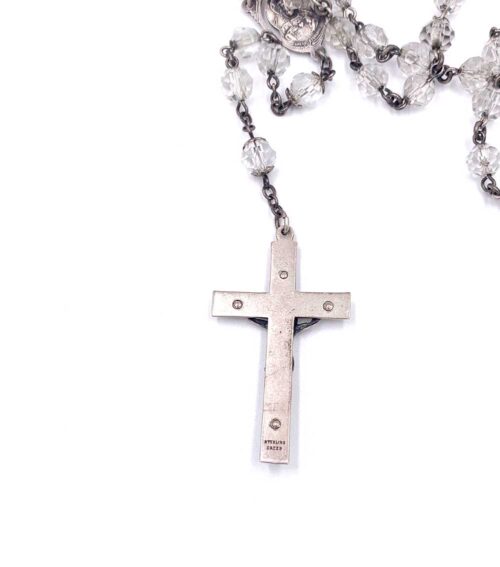 Vintage Creed Sterling Rosary with Faceted Crystal Beads - Image 5