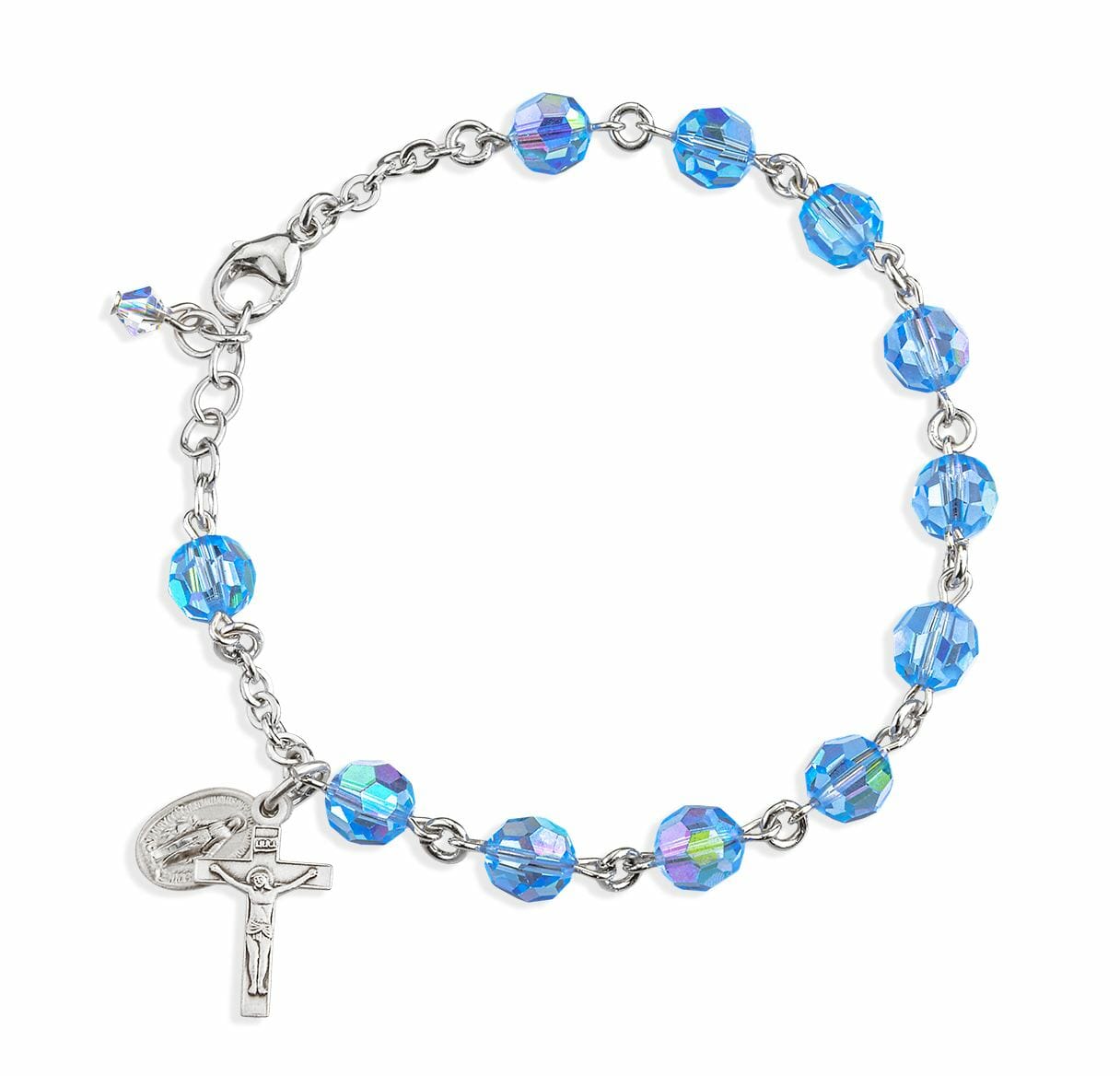 Sterling Silver Rosary Bracelet Created with 7mm Light Sapphire ...