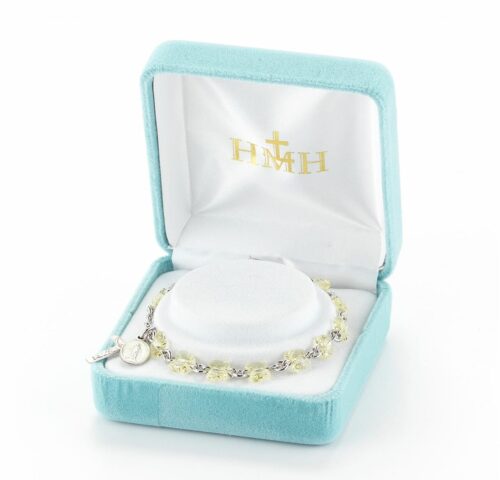 Sterling Silver Rosary Bracelet Created with 6mm Jonquil Swarovski Crystal Butterfly Beads by HMH