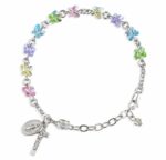 Sterling Silver Rosary Bracelet Created with 6mm Multi-Color Swarovski Crystal Butterfly Beads by HMH