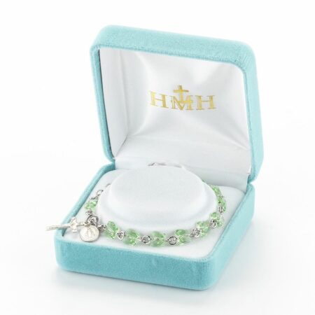 Sterling Silver Rosary Bracelet Created with 6mm Peridot Swarovski Crystal Butterfly Beads by HMH