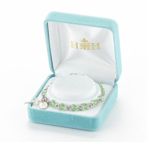 Sterling Silver Rosary Bracelet Created with 6mm Peridot Swarovski Crystal Butterfly Beads by HMH