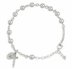 High Polished Round Sterling Silver Rosary Bracelet