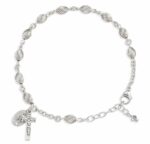 Corrugated Swirl Oval Sterling Silver Rosary Bracelet
