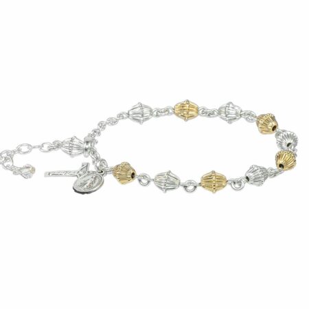 Corrugated Gold Over Sterling Rosary Bracelet