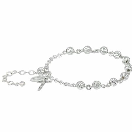 Diamond Cut Sterling Silver Rosary Bracelet 5mm