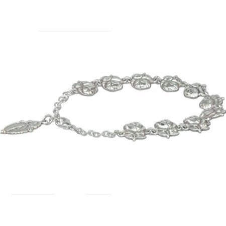 Rose Bud Beads with Saint Images Sterling Silver Bracelet