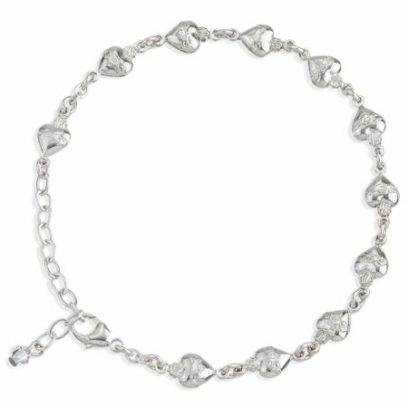 Sacred Heart Solid Sterling Silver Rosary Bracelet