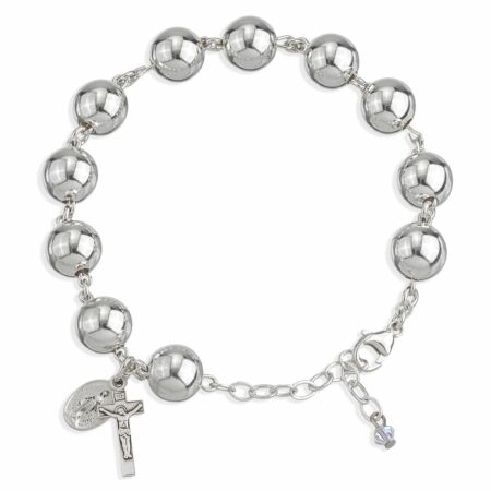 Round Shape Sterling Silver Rosary Bracelet