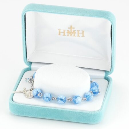 Blue Flower Venetian Glass Rosary Bracelet