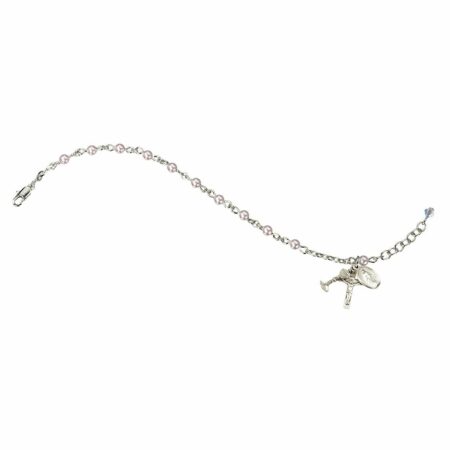 Rosary Bracelet Created with 4mm Pink Swarovski Crystal Pearl Beads by HMH