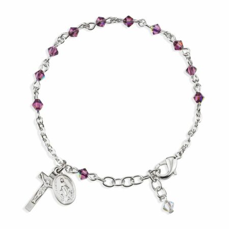 Rosary Bracelet Created with 4mm Amethyst Swarovski Crystal Rondelle Beads by HMH