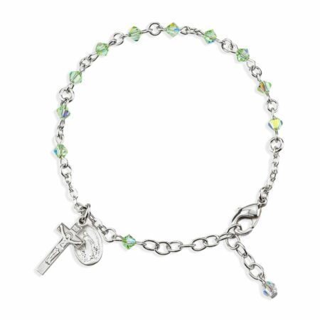 Rosary Bracelet Created with 4mm Chrysolite Swarovski Crystal Rondelle Beads by HMH