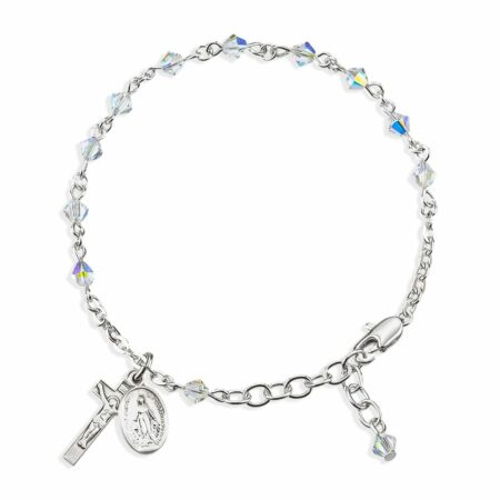 Rosary Bracelet Created with 4mm Aurora Borealis Swarovski Crystal Rondelle Beads by HMH