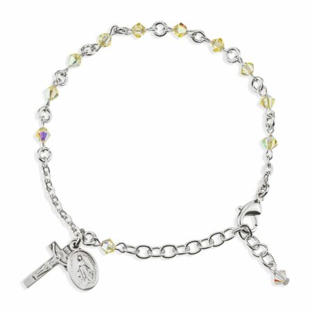 Rosary Bracelet Created with 4mm Jonquil Swarovski Crystal Rondelle Beads by HMH