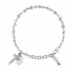 Rosary Bracelet Created with 4mm Multi-Color Swarovski Crystal Rondelle Beads by HMH