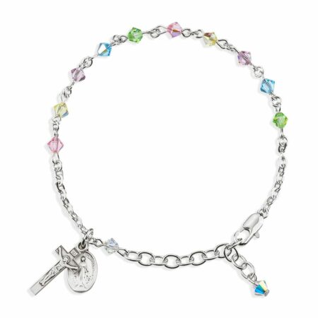 Rosary Bracelet Created with 4mm Multi-Color Swarovski Crystal Rondelle Beads by HMH
