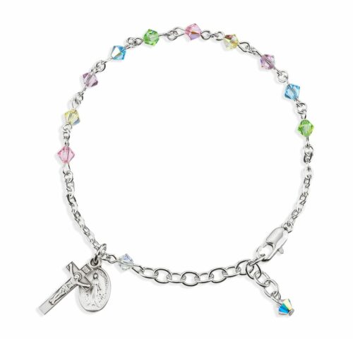 Rosary Bracelet Created with 4mm Multi-Color Swarovski Crystal Rondelle Beads by HMH