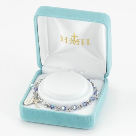 Rosary Bracelet Created with 4mm Tanzanite Swarovski Crystal Rondelle Beads by HMH