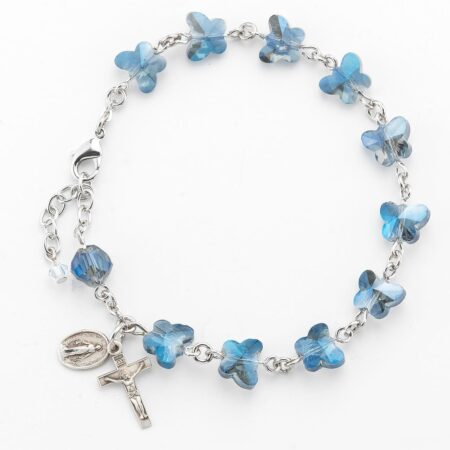 Dark Blue Butterfly Rosary Bracelet