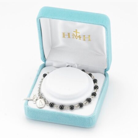 Genuine Onyx Round Rosary Bracelet