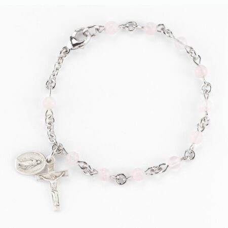 Genuine Rose Quartz Round Rosary Bracelet