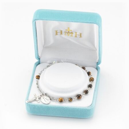 Genuine Tiger Eye Round Rosary Bracelet