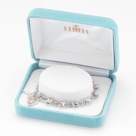 Rose Embedded Murano Glass Rosary Bracelet