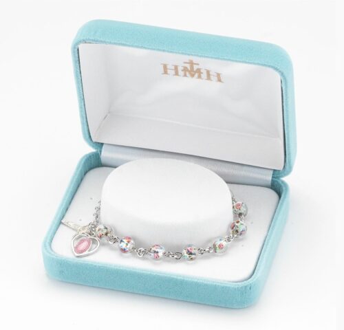 Rose Embedded Murano Glass Rosary Bracelet