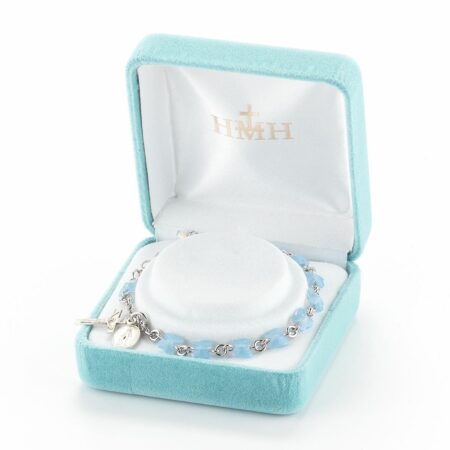 Rosary Bracelet Created with 6mm Blue Opal Swarovski Crystal Butterfly Beads by HMH