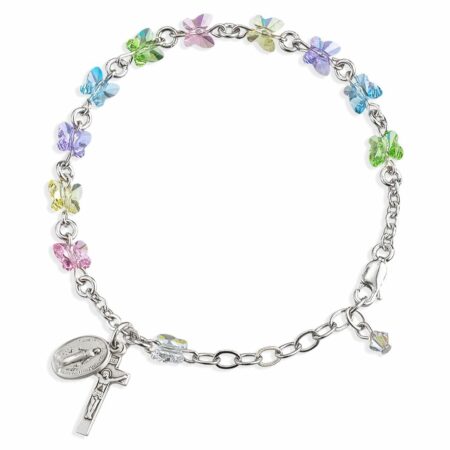 Rosary Bracelet Created with 6mm Multi-Color Swarovski Crystal Butterfly Beads by HMH