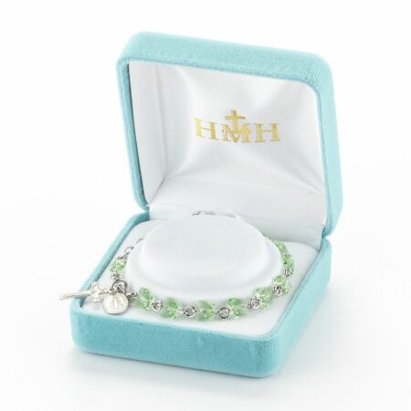 Rosary Bracelet Created with 6mm Peridot Swarovski Crystal Butterfly Beads by HMH