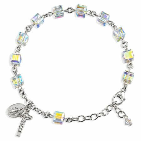 Rosary Bracelet Created with 4mm Aurora Borealis Swarovski Crystal Butterfly Beads by HMH
