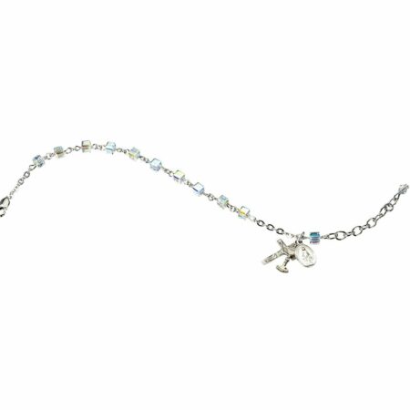 Rosary Bracelet Created with 4mm Aurora Borealis Swarovski Crystal Cube Shape Beads by HMH