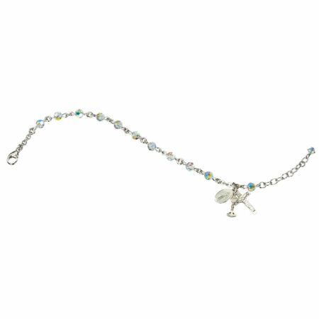 Rosary Bracelet Created with 4mm Aurora Borealis Swarovski Crystal Round Beads by HMH