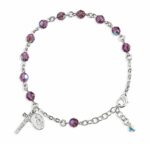 Rosary Bracelet Created with 6mm Amethyst Swarovski Crystal Round Beads by HMH