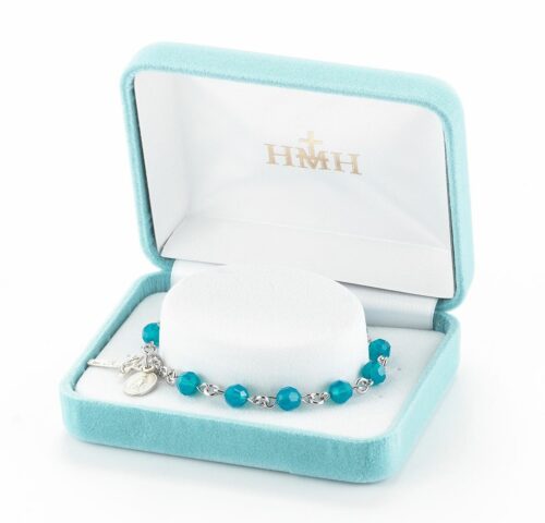 Rosary Bracelet Created with 6mm Caribbean Blue Swarovski Crystal Round Beads by HMH - Image 2