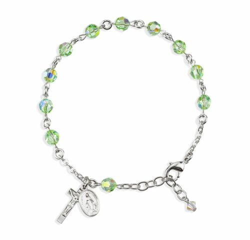 Rosary Bracelet Created with 6mm Chrysolite Swarovski Crystal Round Beads by HMH