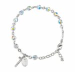 Rosary Bracelet Created with 6mm Aurora Borealis Swarovski Crystal Round Beads by HMH