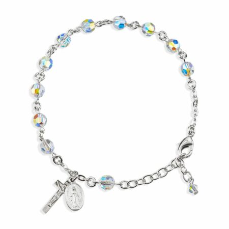 Rosary Bracelet Created with 6mm Aurora Borealis Swarovski Crystal Round Beads by HMH