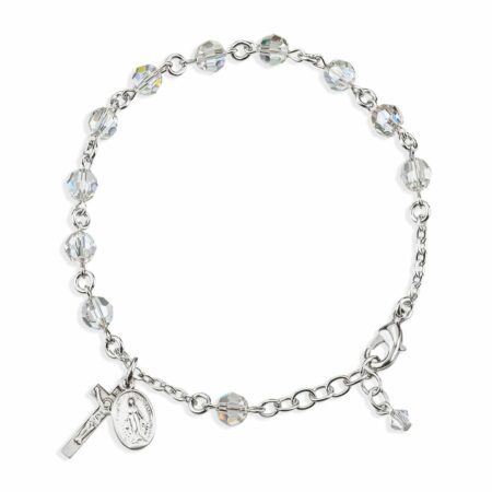 Rosary Bracelet Created with 6mm Clear Swarovski Crystal Round Beads by HMH
