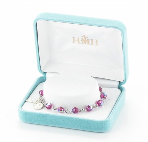 Rosary Bracelet Created with 6mm Fuchsia Swarovski Crystal Round Beads by HMH - Image 2