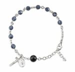 Rosary Bracelet Created with 6mm Graphite Swarovski Crystal Round Beads by HMH