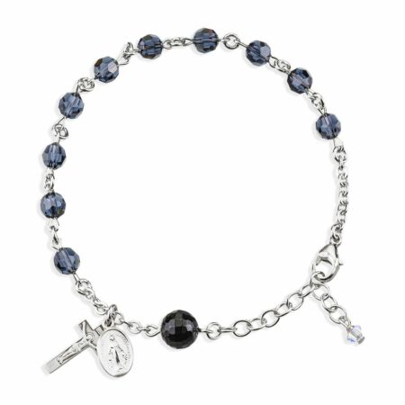 Rosary Bracelet Created with 6mm Graphite Swarovski Crystal Round Beads by HMH