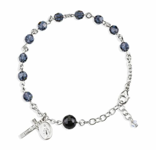 Rosary Bracelet Created with 6mm Graphite Swarovski Crystal Round Beads by HMH