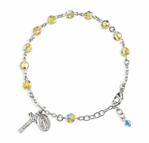 Rosary Bracelet Created with 6mm Jonquil Swarovski Crystal Round Beads by HMH